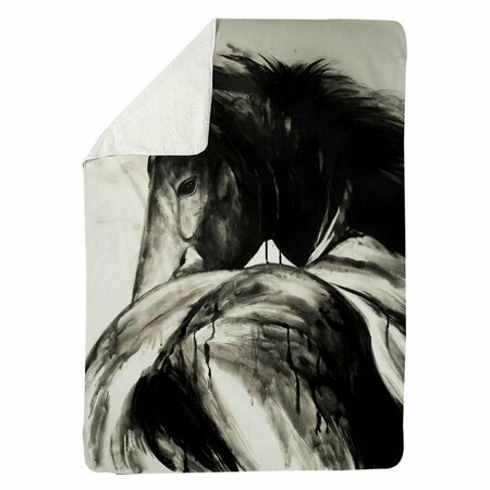 BEGIN HOME DECOR 60 x 80 in. Classical Horse-Sherpa Fleece Blanket 5545-6080-AN493